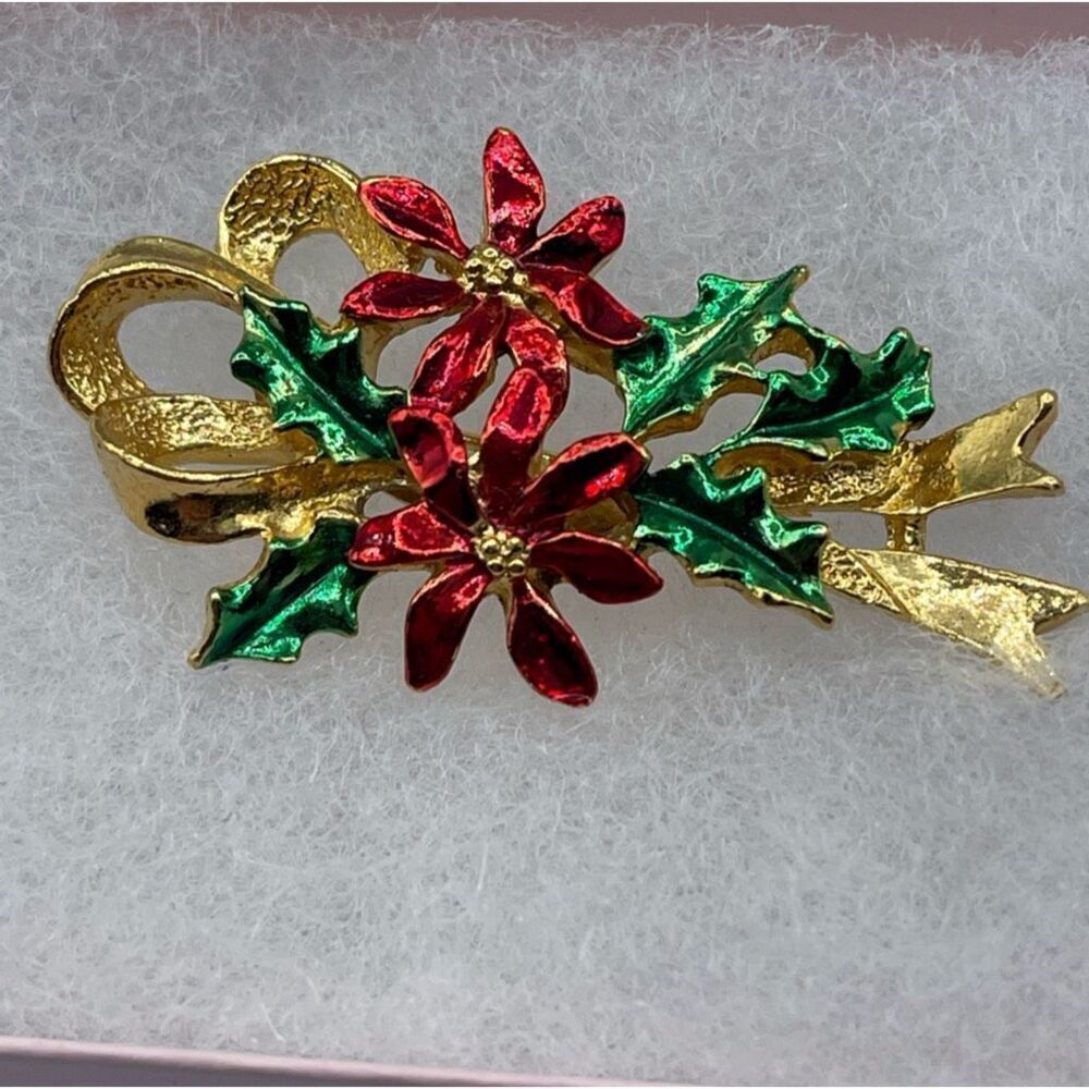 Gerry’s vintage Poinsettia and ribbon brooch